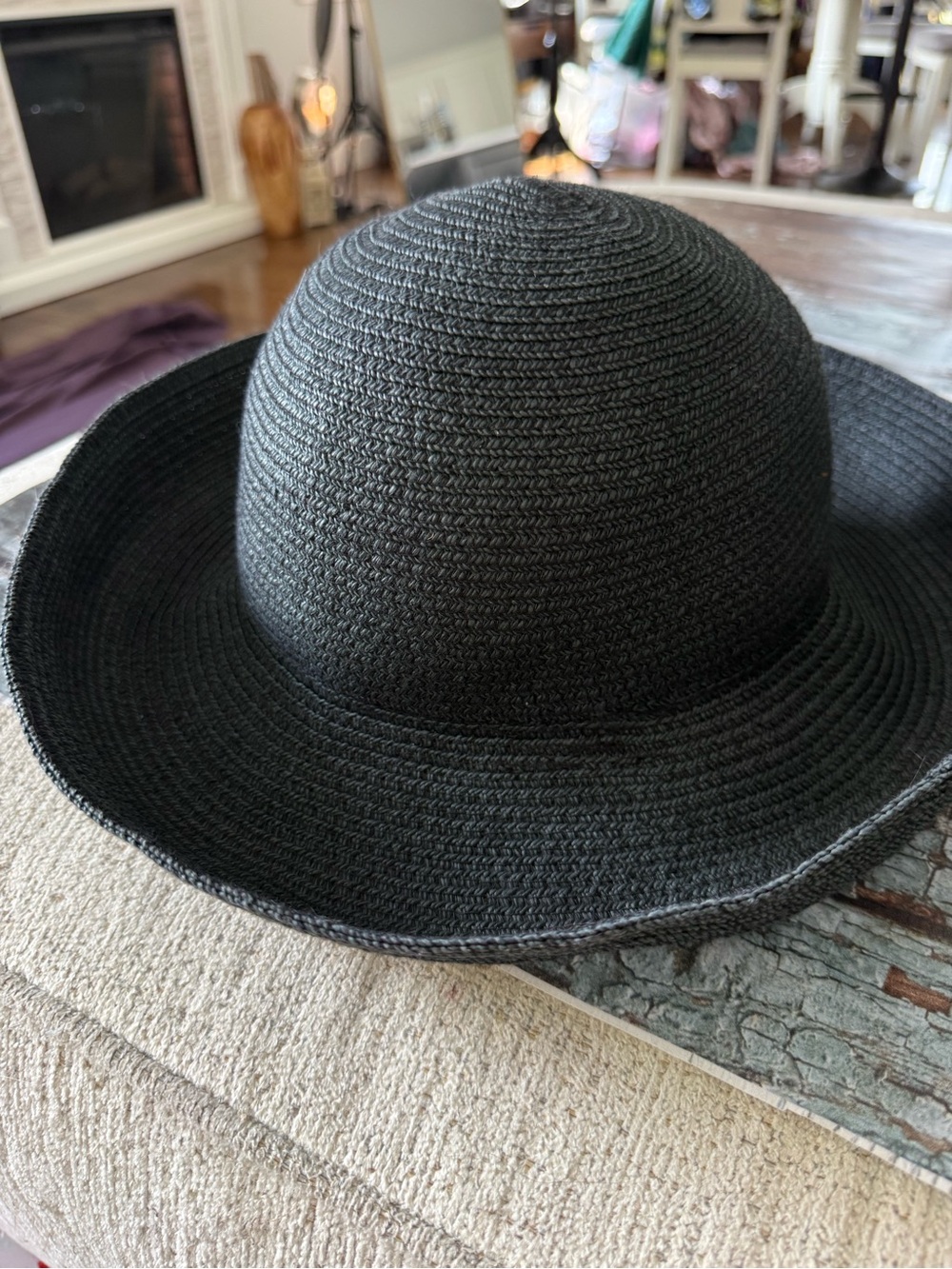 Betmar Black Braided Paper Blend Wide-Brim Sun Hat